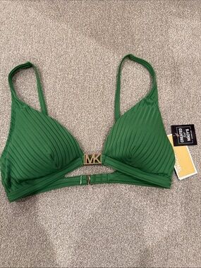 Michael Kors Emerald Ribbed Triangle bikini top size small